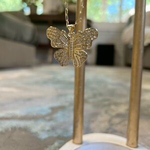 Style Classic Style Flower Butterfly Plating Inlay Zircon Pendant Necklace